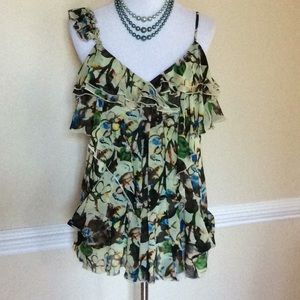 Lapis gorgeous layered ruffle tank style top